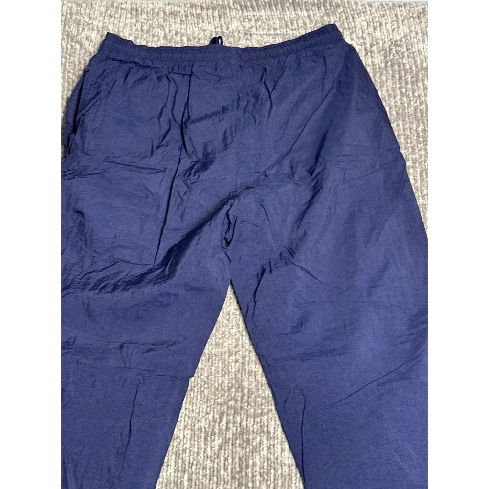 VTG 90s ADIDAS SWISHY LINED WINDBREAKER NAVY BLUE TRACK PANTS LARGE